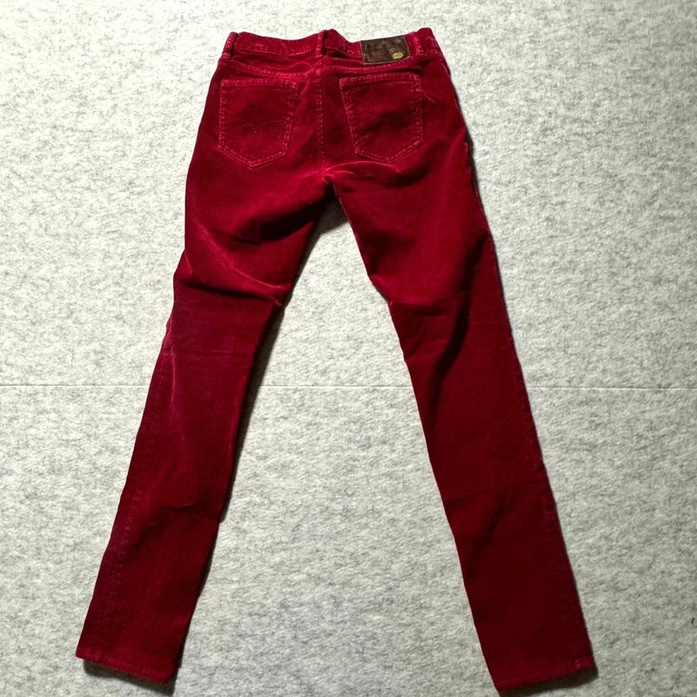 Ralph Lauren Women's Size 4 Red Corduroy Straight Leg Pants Pocket Logo